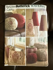 Butterick B5230 Sewing Pattern for Home, Pillow, Footstool, Lamp Shade Uncut