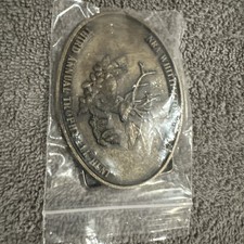 Vtg NRA WHITTINGTON CENTER Third Annual Trophy Elk Hunt Brass Belt Buckle Oval