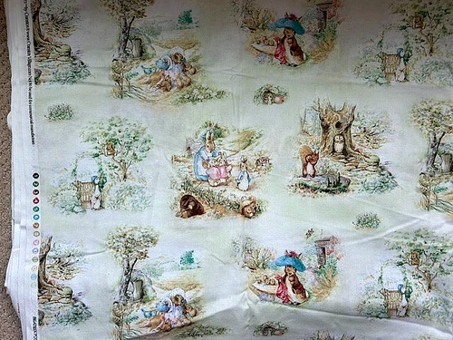 Beatrix Potter 2006 Frederick Warne & Co. Quilting Treasures - 1 yd light green - product listing photo