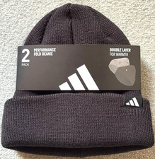 Adidas Unisex Fold Beanie, 2-pack Double Layer for Warmth 100 Acrylic