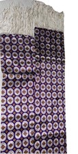 Geometric Floral Vintage Scarf Satin Tassel Purple Yellow No Flaws Beautiful 60