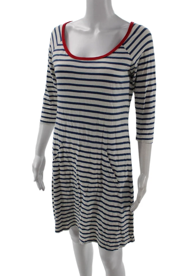 Vestido Camiseta Juicy Couture Mujer Rayas Cambio Náutico Azul Manga 3/4 Talla S Foto 2 de 4