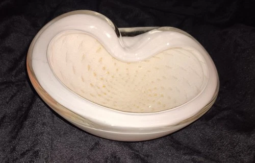 Alfredo BARBINI Murano Gold Flecks Art Glass Bowl, 6" x 5"