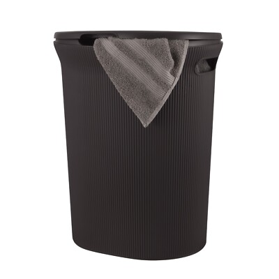 Superio Elegant Ribbed Laundry Hamper-Brown