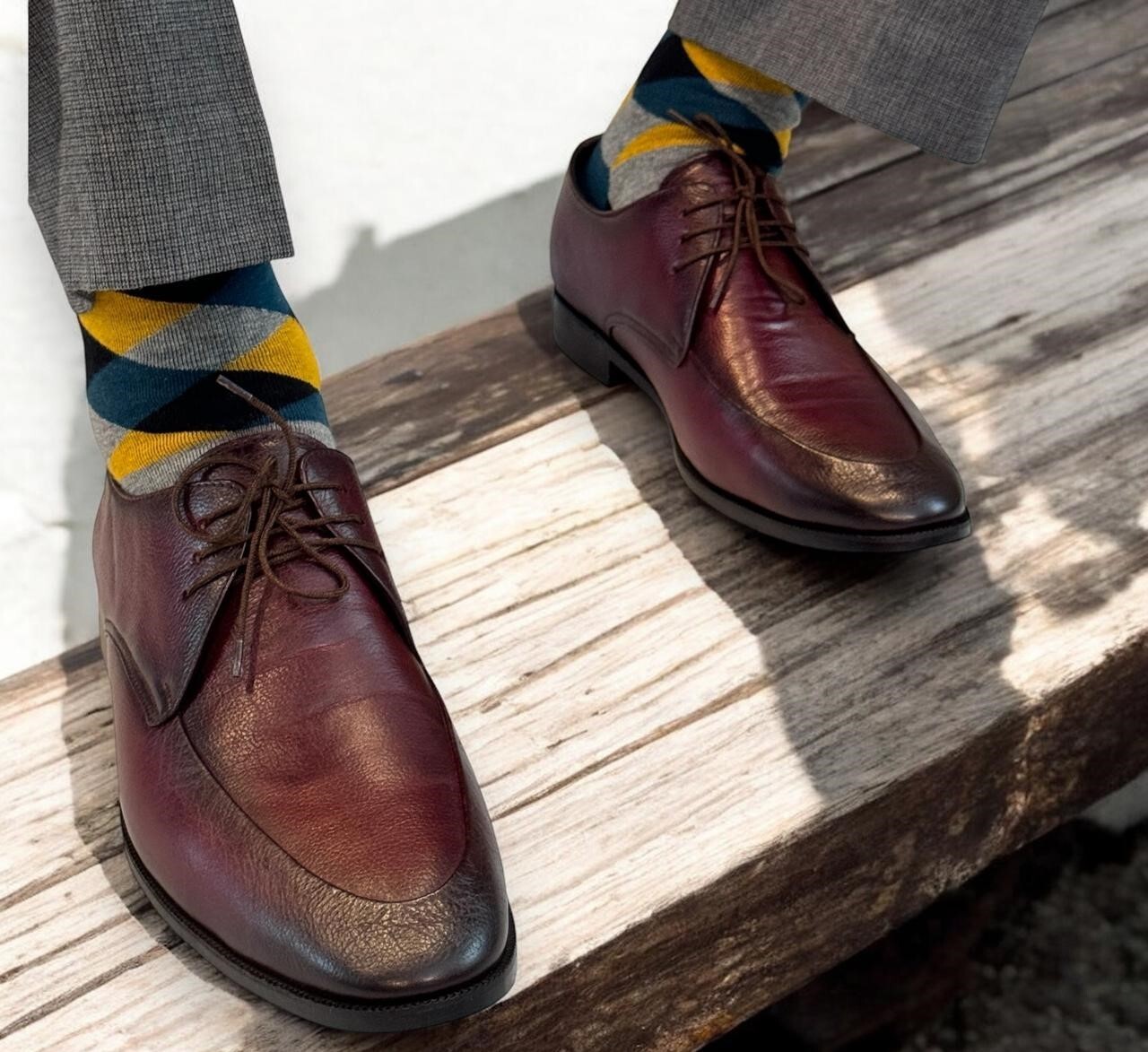 SAOLA Scarpe eleganti da uomo fatte a mano in pelle bordeaux formali casual stringate su misura