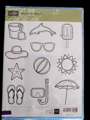 STAMPIN UP!  DAY AT THE BEACH ( 11 ) Stamps Set- New/Retired-Umbrella,Sun,Hat+++