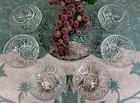 Vintage Anchor Hocking MEDALLION Clear Salad Fruit Dessert 7 Piece Bowl Set