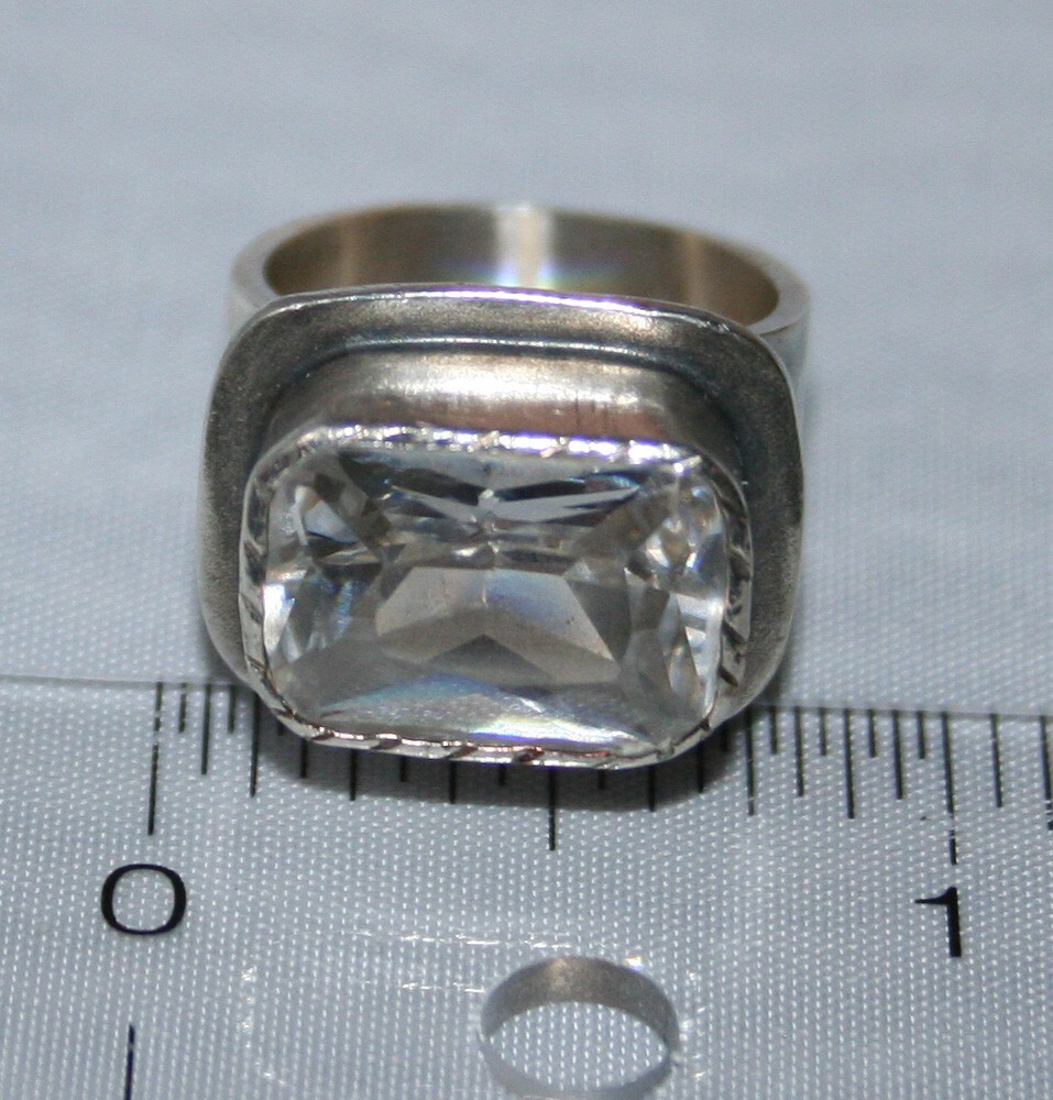 Silpada Sterling Silver Oxidized Matte Rectangle Cubic Zirconia Ring R1860 SZ 6