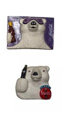 Lot Of 2 Vintage Coca-Cola Polar Bear Holding Coke Fridge Magnet 1995-96