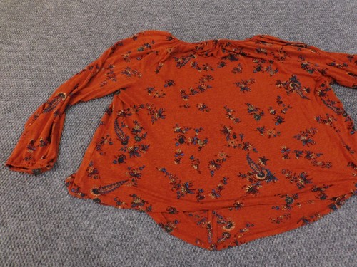 Lucky Brand top 2X Orange floral linen pullover womens geometric modal string - Picture 12 of 14