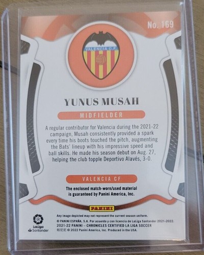 Yunus Musah 2021-22 Chronicles Certified Jersey Relic /500 - Picture 2 of 2