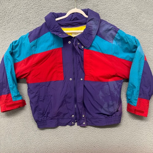 Veste antibrouillard vintage London adulte XL bloc couleur rétro années 80 90 ski extérieur coloré