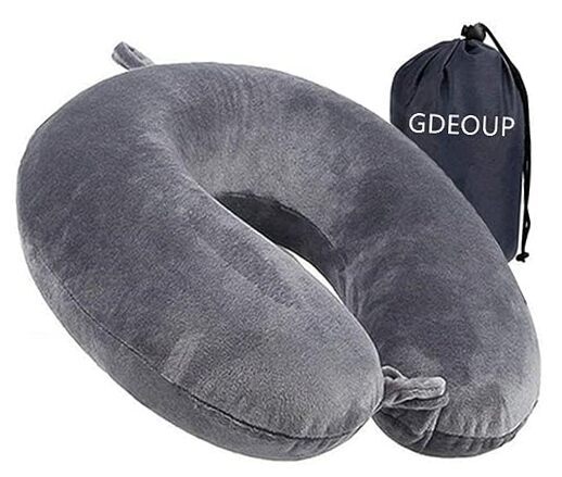 Travel Pillow Memory Foam Neck Pillow Support Pillow,Luxury Compact & Grey-image