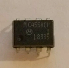 (5 Pieces) Motorola MC4558CP, Dual Wide Bandwidth OpAmp, 8pin DIP (NOS)