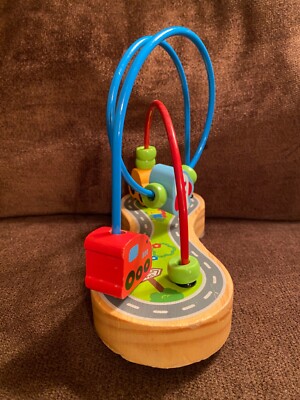 Hape Switzerland Wooden Bead Maze Baby Skill Toy Train Car Plane