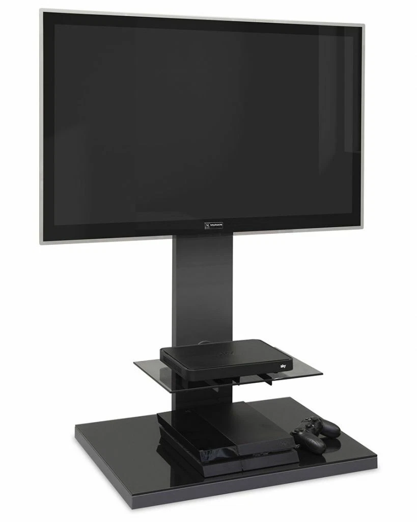 Supporto TV Mobile Con Ruote, LED E Presa Elettrica – Altezza Regolabile 143-165 Cm Per TV 32-75 Pollici, 4 Cassetti In Tessuto