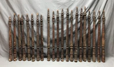 Antique VTG 21 Wood Turned Varnished Interior Staircase Spindles Old 487-25B
