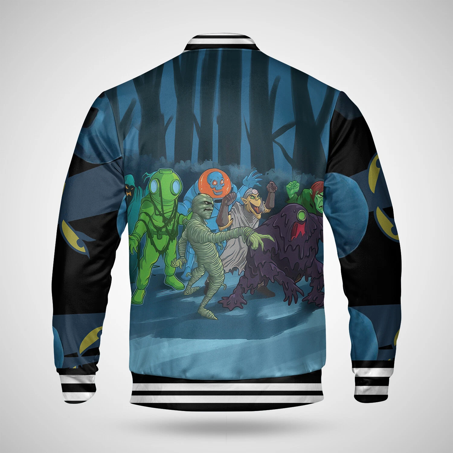 Panic Scooby Doo and Shaggy Mystery Horror Themed Baseball Jacket