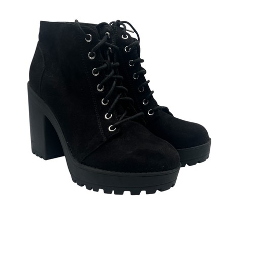 Grober Absatz Plateau Stiefelette Damen 8 schwarz Schnürung Combat Kunst-Wildleder H&M Div - Bild 14 von 14