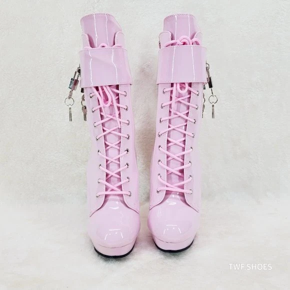 Sultry 1023 Bebé Rosa Patente 6" Tacón 3 Piezas Puño Tacón Alto Botines 6-16 NY Foto 4 de 4