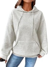 Women's Fall Winter Hoodies Waffled Quilted Casual Long Sleeve Pullover Sweatshi