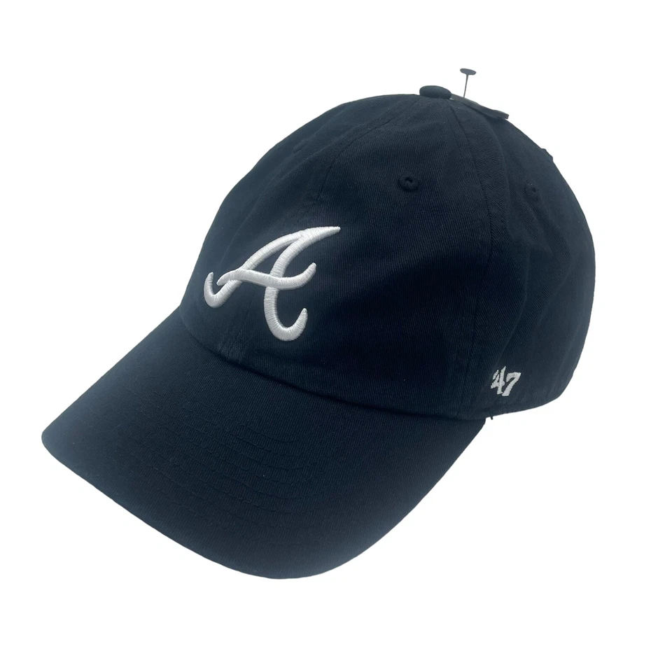 Atlanta Braves Sombrero Adulto Negro Limpieza Gorra Ajustable '47 Totalmente NUEVO Foto 2 de 4