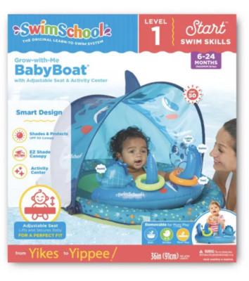 SWIM SCHOOL. GROW-WITH-ME BABY BOAT. CHILD'S POOL TOY 6-24 MONTHS