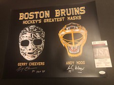 JSA GERRY CHEEVERS & ANDY MOOG SIGNED 16x20 AUTOGRAPHED GREATEST MASKS PHOTO 015