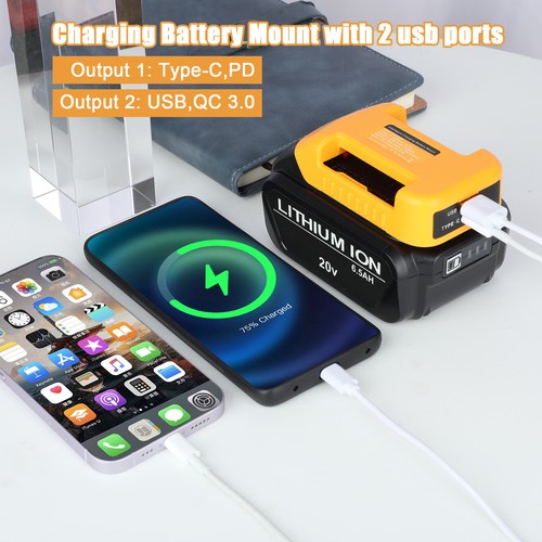 2 Pack USB Charger Adapter for De Walt 20V Li-ion Battery with Dual Socket US - Picture 9 of 9