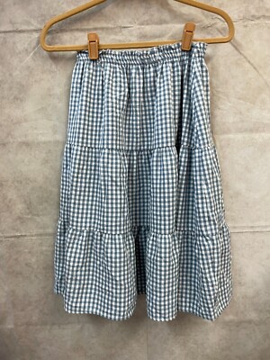 Tottini Girls Checkered Skirt Light Blue/White Size 16