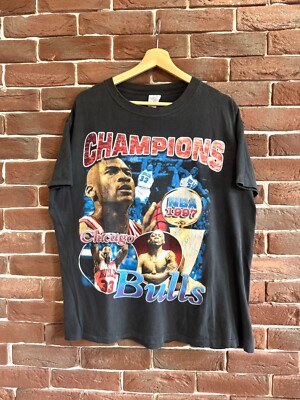 Vintage 90s Chicago Bulls 1997 Championship Bootleg Rap Tee xl