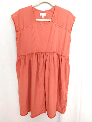 True Craft Baby Doll Dress Round Neck Cap Sleeve Coral Size M  #16638