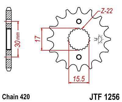 JT- Antriebsritzel vorne JTF1256 14t passend für Honda CR80 R2G 86 - Bild 3 von 3