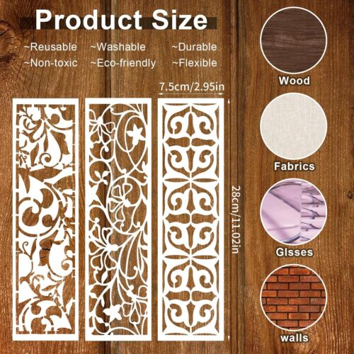 12 Pieces Stencils for Painting on Wood, Reusable Border Leaf Stencil Templat... - Picture 2 of 3