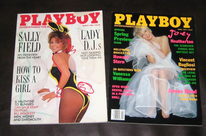 2 - VINTAGE OLD PLAYBOYS - 1986 & 1997 - Sally Field & Joey Heatherton ISSUES