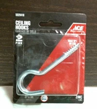 Ace Ceiling Hooks 3-7/8" Zinc  PACK OF 2  (5029418) FS