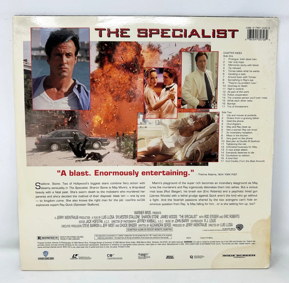 The Specialist Laserdisc 13574 Widescreen LD WS Sylvester Stallone Sharon Stone - Image 2 of 3