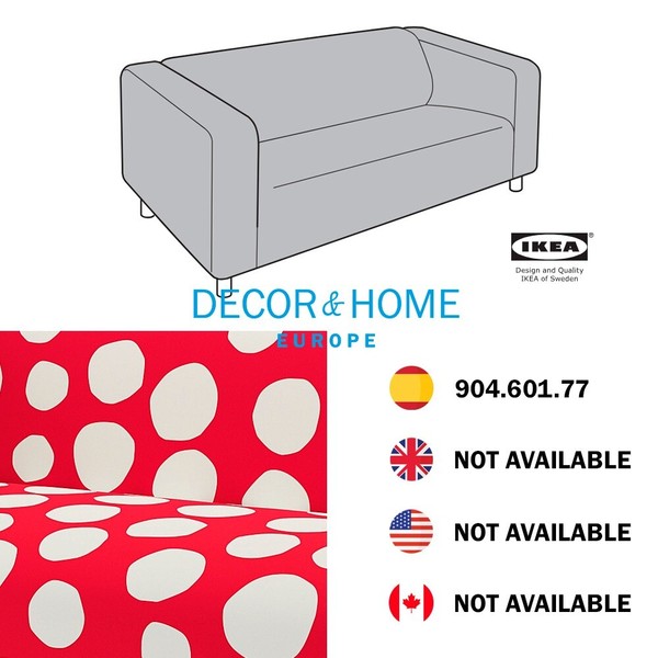 IKEA KLIPPAN Funda para Sofá 2 Plazas, Rojo/Blanco Punteado 904.601.77