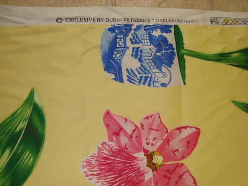 New One Pr 2 pc Pinch pleat Lined DRAPES Duralee Orchids Yellow 24" x 84" ea - Picture 12 of 12