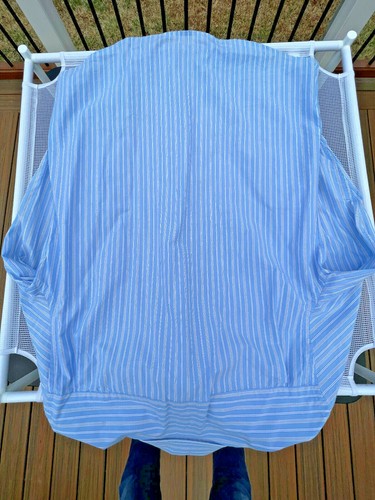 Merona Men's Medium Shirt Button Down Blue White Striped Long Sleeve - Picture 2 of 3