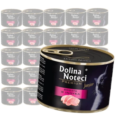 Dolina Noteci Junior Premium 24x185g Reich an Pute Nassfutter für Katzen