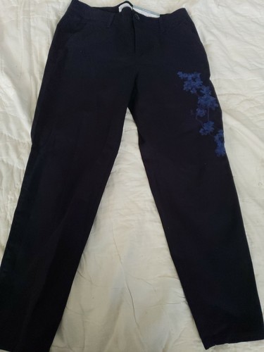 NWT Liz Claiborne navy blue embroidered 