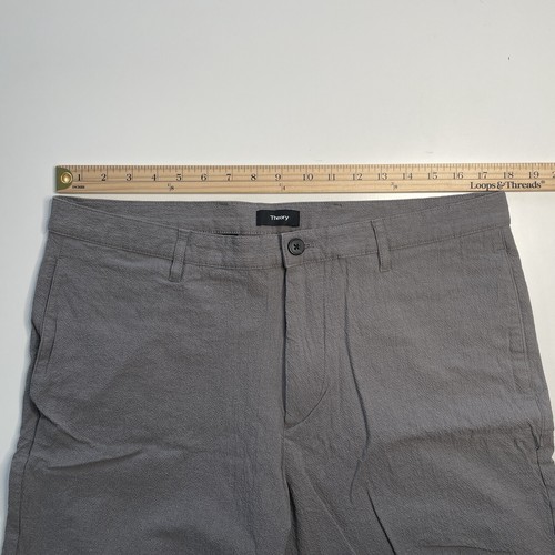 THEORY Zaine Seersucker Shorts Mens 36 Seer Dobby Gray 8.5" Modern Light Casual - 第 9/11 張圖片