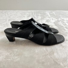 Donald J Pliner Heels Womens 7 Black Mesh Strap Sandals Made in Spain