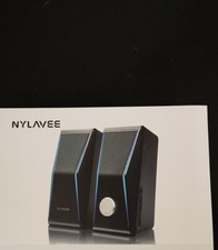 Nylavee SK600 USB Computer Speakers Bluetooth 3.5 LED RGB HiFi Bass Black