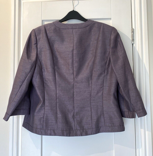 JACQUES VERT Grey Occasion Jacket Cropped Top Lined 3/4 Sleeve UK 16 NEW Tags - Picture 2 of 8