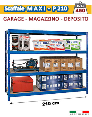 Metallregal - 210 cm für Garage und Lager - 450 kg 