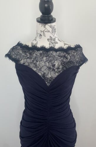 TADASHI SHOJI Womens Navy Blue Stretch Formal Wedding Bridesmaid Dress Size S - Picture 6 of 16