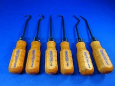 Grace USA  HP-6  6pc Hook & Pick Set Curve Straight Right Angle 90 Wood Handles 