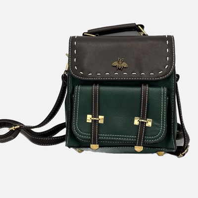 Bumblebee Faux Leather Handbag or Backpack in Green